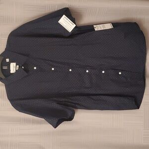 Blue With Pink Polka Dot Button Down Shirt